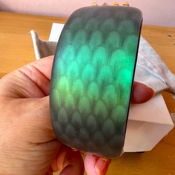 ALEXIS BITTAR GREEN GOLD STUDS WIDE BANGLE CUFF BRACELET BRAND NEW SAKS FIFTH AV - Picture 16 of 16